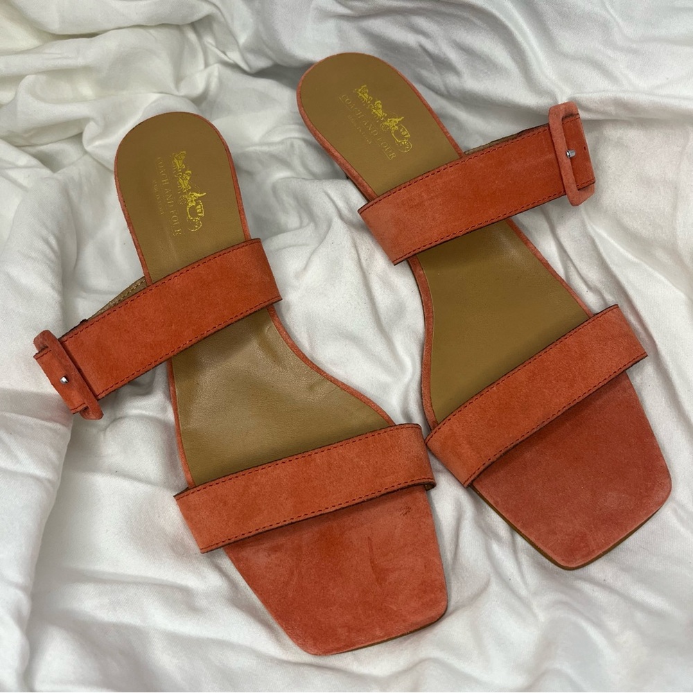 Coach & Four Orange Suede Kitten Heels